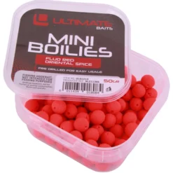 Ultimate Baits Pre-drilled Mini Boilies Mini Boilies Fluo Red - Oriental Spice 9mm